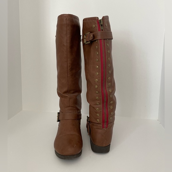 JOURNEE COLLECTION Spokane Wide Calf Faux Leather Boots, Size 7 - Picture 2 of 5